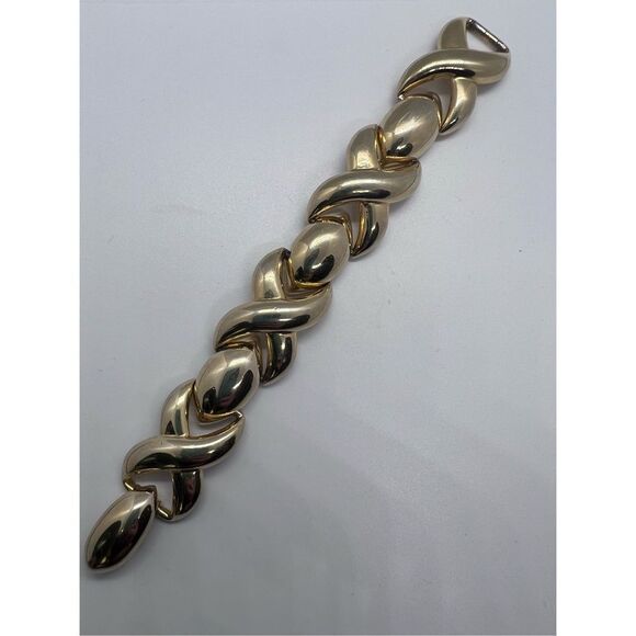 X’s & O’s Gold Tone Metal Link Bracelet Vintage Jewelry Piece - Picture 7 of 9